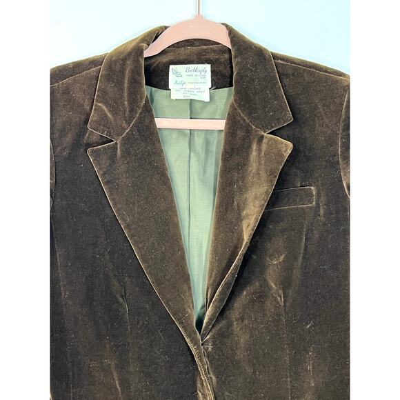 Vintage Butterfly for Prestige Brown Cotton Velvet 3 Pockets Blazer Jacket 12 - Picture 3 of 10